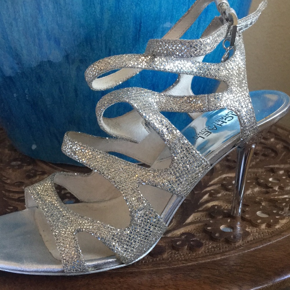 Michael Kors Glittery silver prom heels!